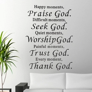 Minimalist Praise God wall decal with black inspirational English quotes for home decor