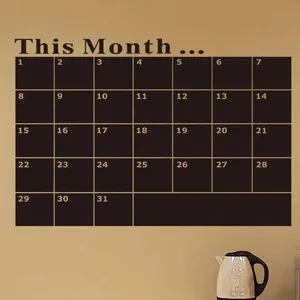 Calendrier mensuel adhésif amovible pour tableau noir pour planning de bureau