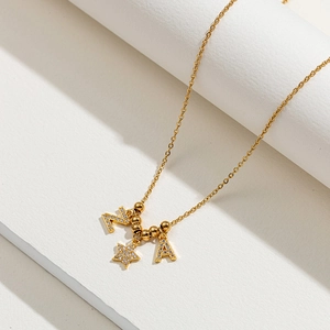 Europäisch-amerikanischer Strass Alphabet Tier Anhänger Kupfer Gold Silber Plattiert DIY Halskette Zubehör Für Damen Schmuck