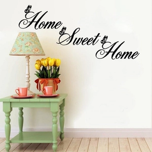 Home Sweet Home Wall Sticker Decorative PVC Vinyl Decal Butterfly Art Lettering For Living Room Bedroom Warm Home Decor