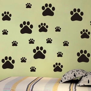 Sticker Mural Moderne en PVC Empreinte de Patte de Chien Imperméable Décalcomanie de Pieds d'Animaux pour Chambre Salon DIY Décoration