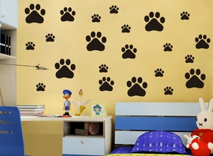 Stickers muraux empreintes d'animaux noires pour décoration de chambre et salon