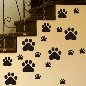 Lot de stickers muraux noirs en forme de pattes d'animaux pour décoration d'intérieur