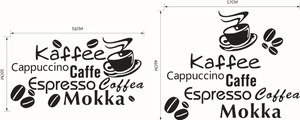 Minimalist coffee themed wall stickers featuring cups and beans in various sizes