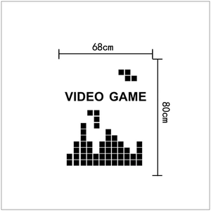 Detail of 68x80cm Tetris video game wall sticker showing minimalist pixel art design