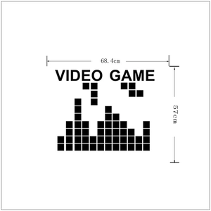 Video game wall sticker with Tetris pixel blocks, 68.4cm by 57cm gaming decor