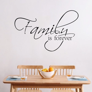 Sticker mural Family is forever en vinyle noir pour décoration de salle à manger