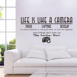 Sticker mural Life is like a camera avec citations inspirantes pour salon moderne