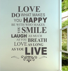 Sticker mural avec citations inspirantes en anglais sur l'amour et la vie déco