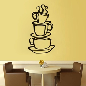 Sticker mural créatif silhouette tasse de café pour déco cuisine et salle à manger