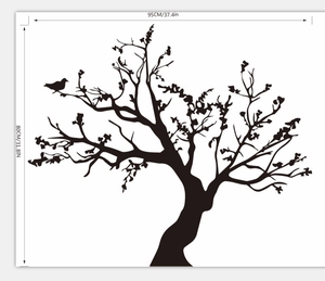 Creative black tree wall sticker with bird silhouette 95x80cm for living room decor