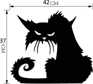 Halloween black cat silhouette window wall sticker decal with 42x37cm dimensions