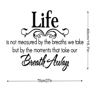Sticker mural noir citation inspirante 'Life' avec motifs de vigne, 70cm x 40cm décor