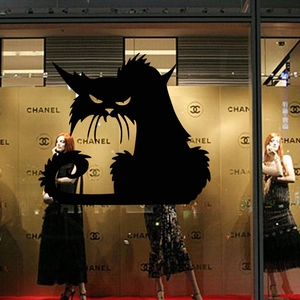 Halloween black cat silhouette vinyl sticker for glass window and home wall decoration