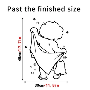 Wandsticker fürs Badezimmer Motiv Cartoon Junge und Katze wasserfest 45cm x 30cm