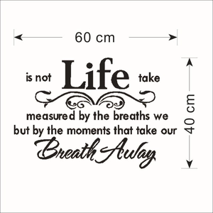 Sticker mural avec citation inspirante noire, décor de salon en taille 60x40cm