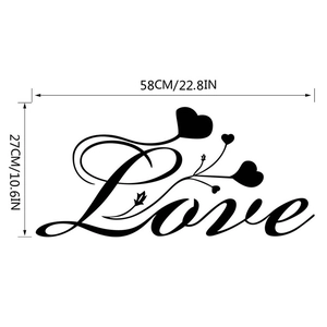 Creative black Love wall sticker for Valentine decoration, size 58x27cm vinyl art decal