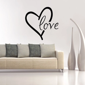 Sticker Mural Cœur Amour Saint Valentin PVC Minimaliste Amovible Décalcomanie d'Art pour Salon Chambre Maison