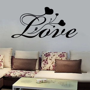 Creative black Love wall sticker with heart and floral elements for home decor
