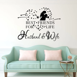 Autocollant Mural Best Friends For Life Husband Wife Romantique Cœur Étoile Couple Silhouette PVC Décalcomanie Amovible