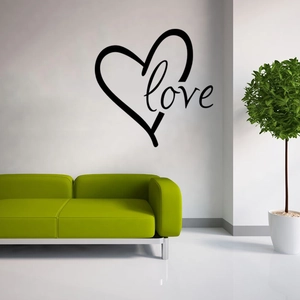 Sticker mural Love minimaliste avec cœur pour la décoration de la maison au-dessus du canapé