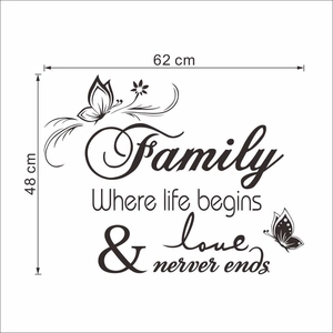 Sticker mural Family avec papillons et lianes, taille 62x48cm pour décoration d'intérieur