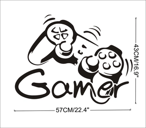 Adesivo murale Gamer creativo con sagoma di controller di gioco per decoro 57x43cm