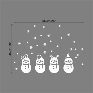 Christmas snowman wall sticker with various festive hats and snowflakes for window decor