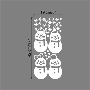 Christmas snowman wall stickers set with snowflakes for holiday window decoration
