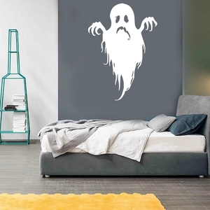 Funny Halloween wall sticker featuring a white ghost with claws for bedroom decor