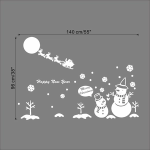 Weiße Weihnachts-Wandsticker mit Weihnachtsmann und Schneeflocken auf dunklem Grund