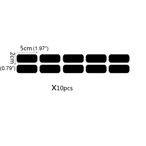 Set of 10 luminous column light switch labels in black matte finish, 5cm by 2cm size