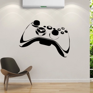 Détail d'un sticker mural manette de jeu créatif avec lettrage Eat Sleep Game pour enfants