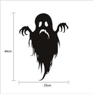 Funny Halloween ghost wall sticker in black silhouette decal, size 44cm x 33cm