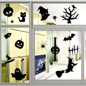 Halloween Wall Sticker Window Clings Silhouette Removable Waterproof PVC Ghost Pumpkin Witch Bat Skull Home Party Decor