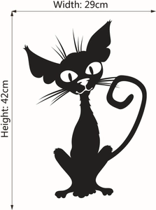 Cartoon black cat wall sticker silhouette decal for window and door 29x42cm
