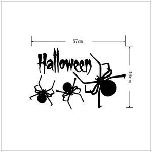 Sticker mural Halloween noir avec araignées, décoration fenêtre amovible 57x36cm