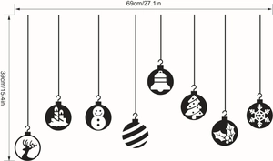Stickers muraux de Noël avec lanternes festives en silhouettes noires pour salon