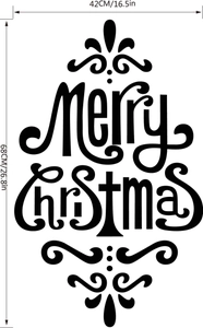Merry Christmas removable vinyl wall sticker with scroll patterns and size dimensions