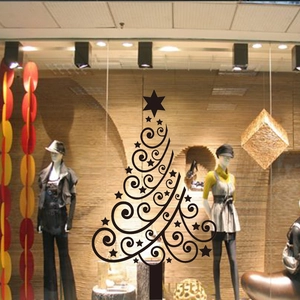 Minimalist spiral Christmas tree wall sticker for window glass and festive decoration