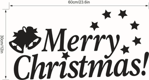 Dimensions détaillées du sticker mural Joyeux Noël avec cloches et étoiles 60x30cm