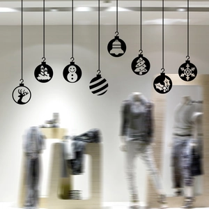 Détails de 8 autocollants de Noël noirs avec motifs de renne et de flocons de neige
