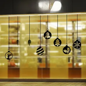 Autocollants de Noël pour vitrines avec silhouettes noires de rennes et de flocons