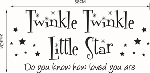 Twinkle Twinkle Little Star Wandtattoo für Kinderzimmer, Größe 58 cm x 26,3 cm