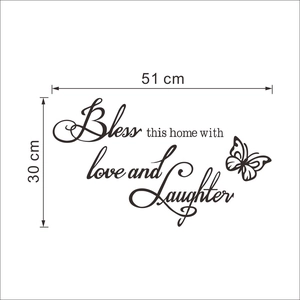 Bless this home with love and laughter butterfly wall sticker vinyl decal 51x30cm
