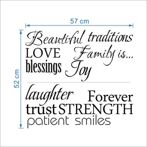 Wandtattoo Family is Love Motivationsspruch Wandaufkleber Dekoration Schwarz 57x52cm