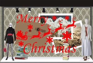 Christmas reindeer wall decal with festive snowflake patterns for living room decor