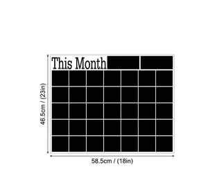 Large chalkboard wall decal for office and classroom with monthly calendar grid 58x46cm
