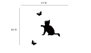 Luminous cat and butterfly silhouette wall sticker for switches 17cm by 20cm size