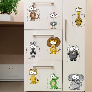 Removable Cartoon Animal Wall Stickers For Kids Room Bedroom PVC Waterproof Decorative Wall Decals DIY Home Decoration Mural
